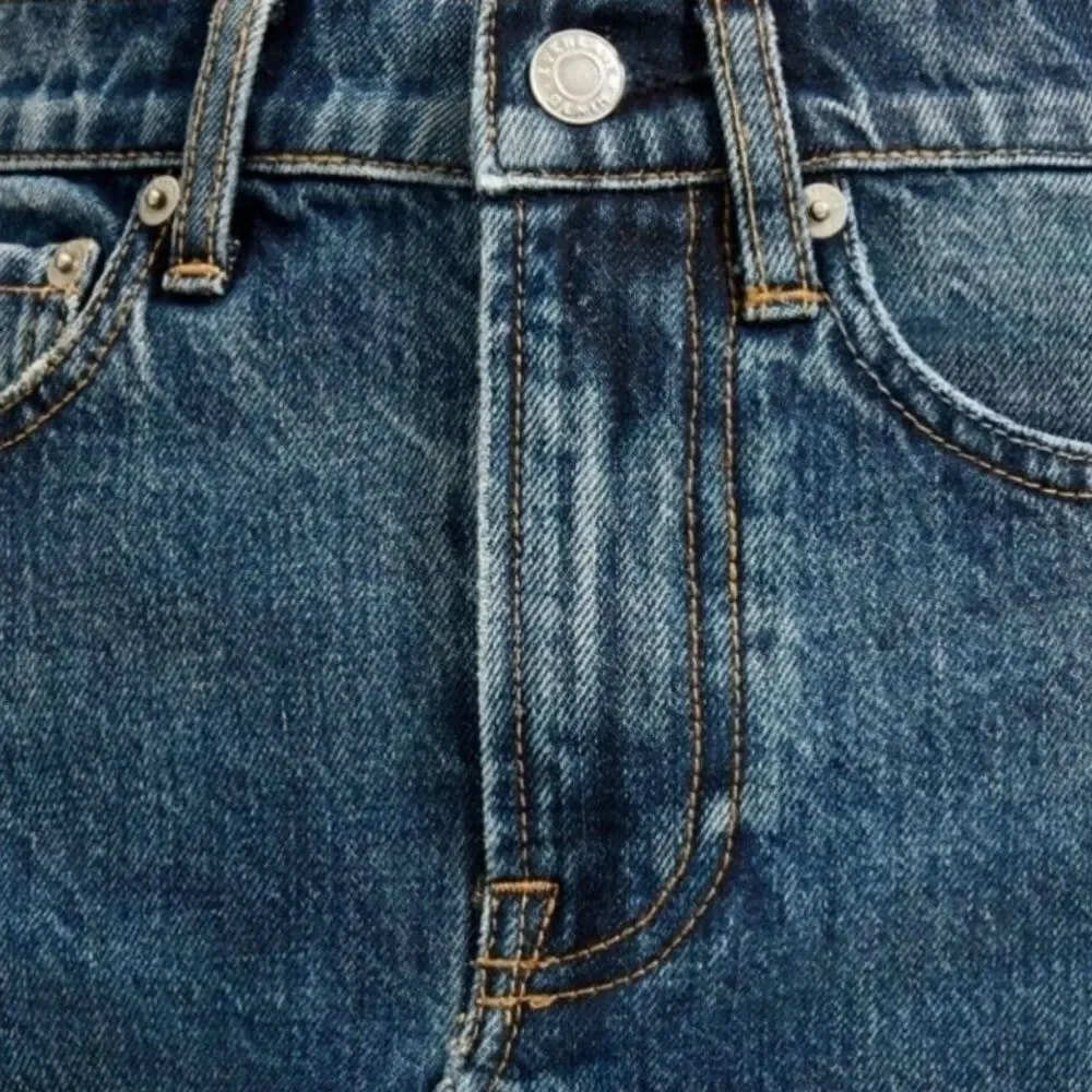 Everlane The Denim Reconstructed Mini Skirt Raw Hem Size 25